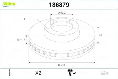 Garantía Incluida Disco de freno VALEO 186879